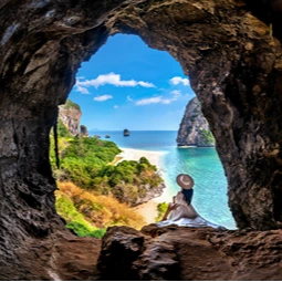 Woman Sitting in Phra Nang Cave